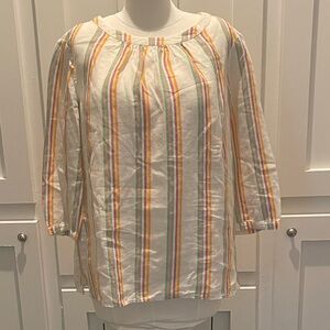 Beautiful Boden Multi Stripe 100% Linen Blouse - Excellent Condition.